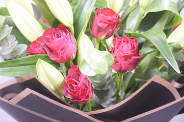 White Lilies & Red Roses Bouquet